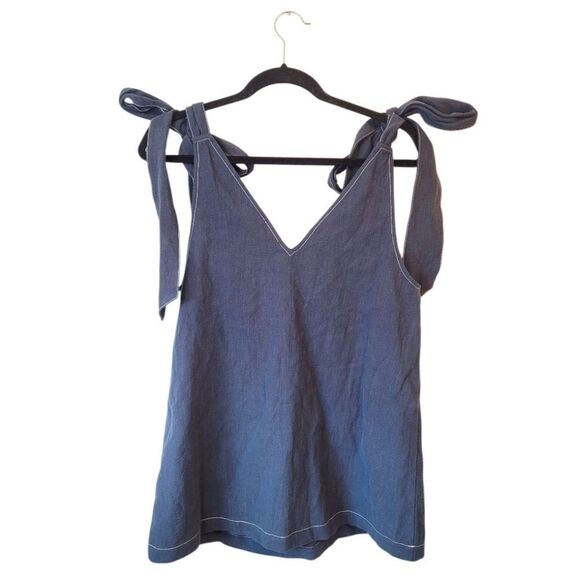 SABO Women's Blue Elixir Tie Strap Ramie Top Size US 4 NWT - Picture 3 of 8